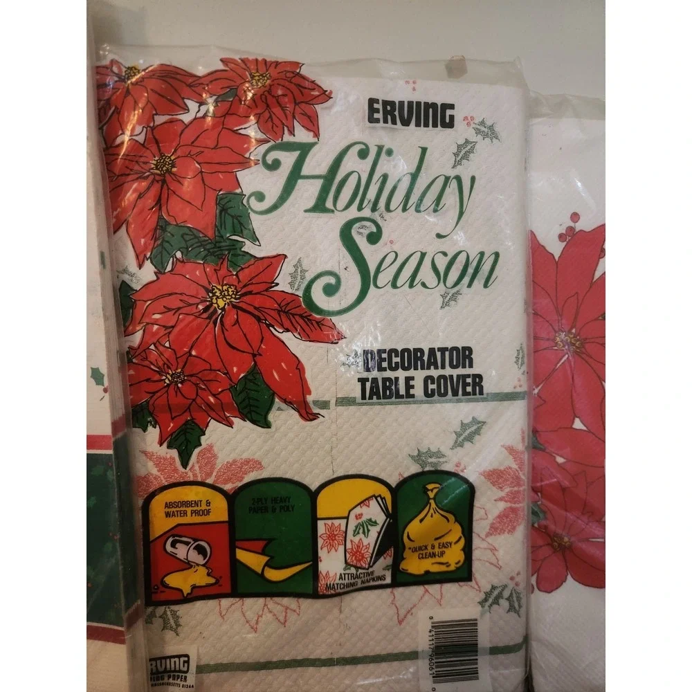 NOS Vintage Christmas‎ Paper Tablecloths Table Cover Lot of 3 Hallmark Erving